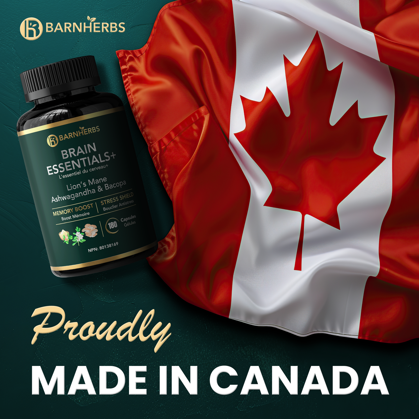 Brain Essentials+ | Nootropic for Memory, Focus, Stress Relief & Cognitive Health – Lion’s Mane 2500 mg, Ashwagandha 5000 mg, Bacopa 250 mg | 2 Vegan Capsules | Made in Canada